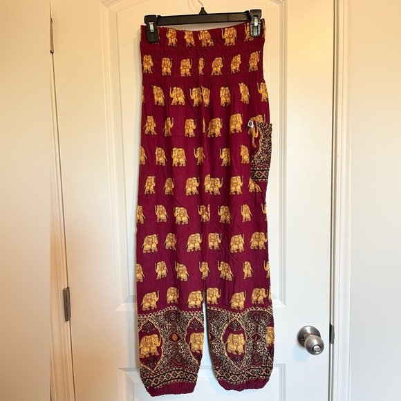 Harem Elephant Print Bohemian Pants - Picture 2 of 5